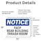 Signmission FACP In Rear Building Trash Room, 24 in W x Rectangle, Vinyl Decal OS-2PACK-NS-D-1824-L-12407 - alternate 3